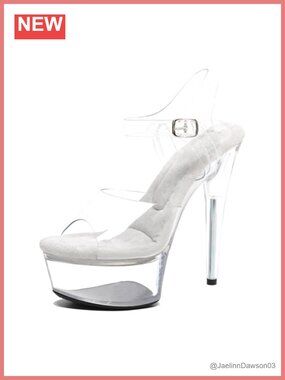 6in Clear Platform High Heels Ankle-Strap Stiletto Pole Dance Exotic Sandals